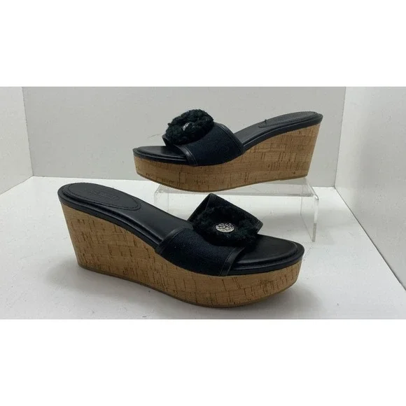 COACH Jazmin Cork Wedge Slide Sandals – Women's Size 10B – Black – NWOT - Picture 2 of 7